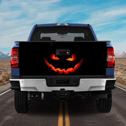 Petthouse | Horror Pumpkin Halloween Truck Tailgate Wrap Decal Scary Pumpkin Spooky Season Halloween