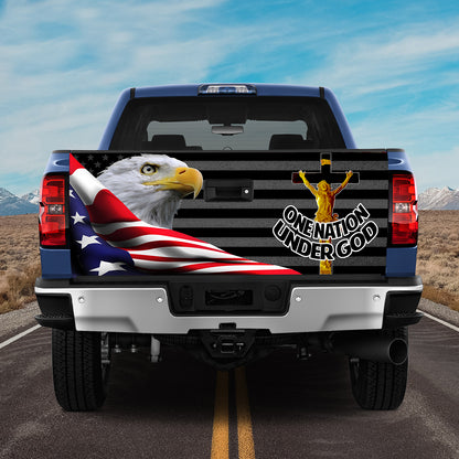 Petthouse | Eagle American Flag Tailgate Wrap, One Nation Under God Tailgate Wrap, Christian Gift