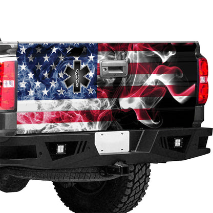 Petthouse | Medical Symbol Patriotic Smoke American Flag Tailgate Wrap Decal Truck Car Graphic