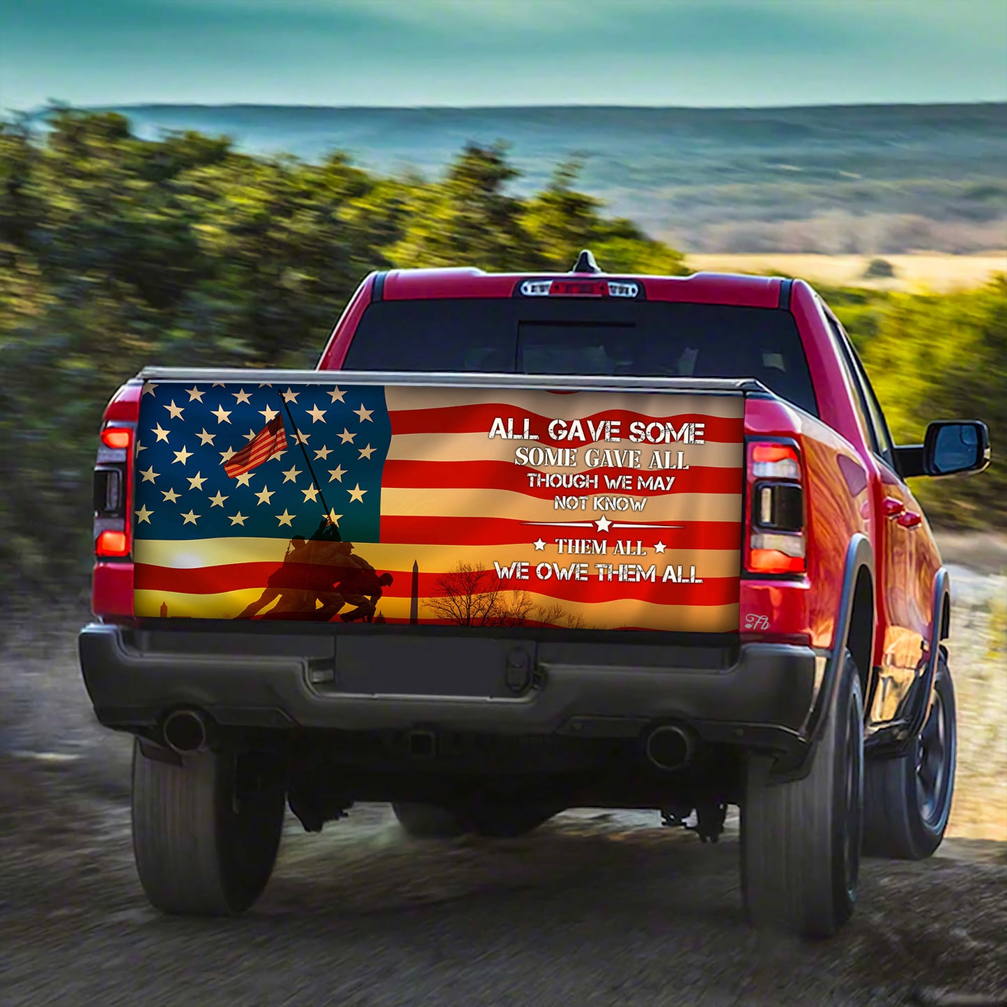 Petthouse | All Gave Some Wrap American Warriors Tailgate Cover America Flag Wrap Patriot Car Decoration