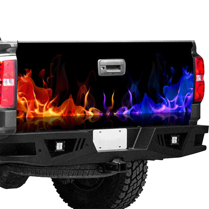 Petthouse | Red And Blue Flame Tailgate Wrap, Flame Car Decal, Flame Tailgate Wrap, Father's Day Gift Idea