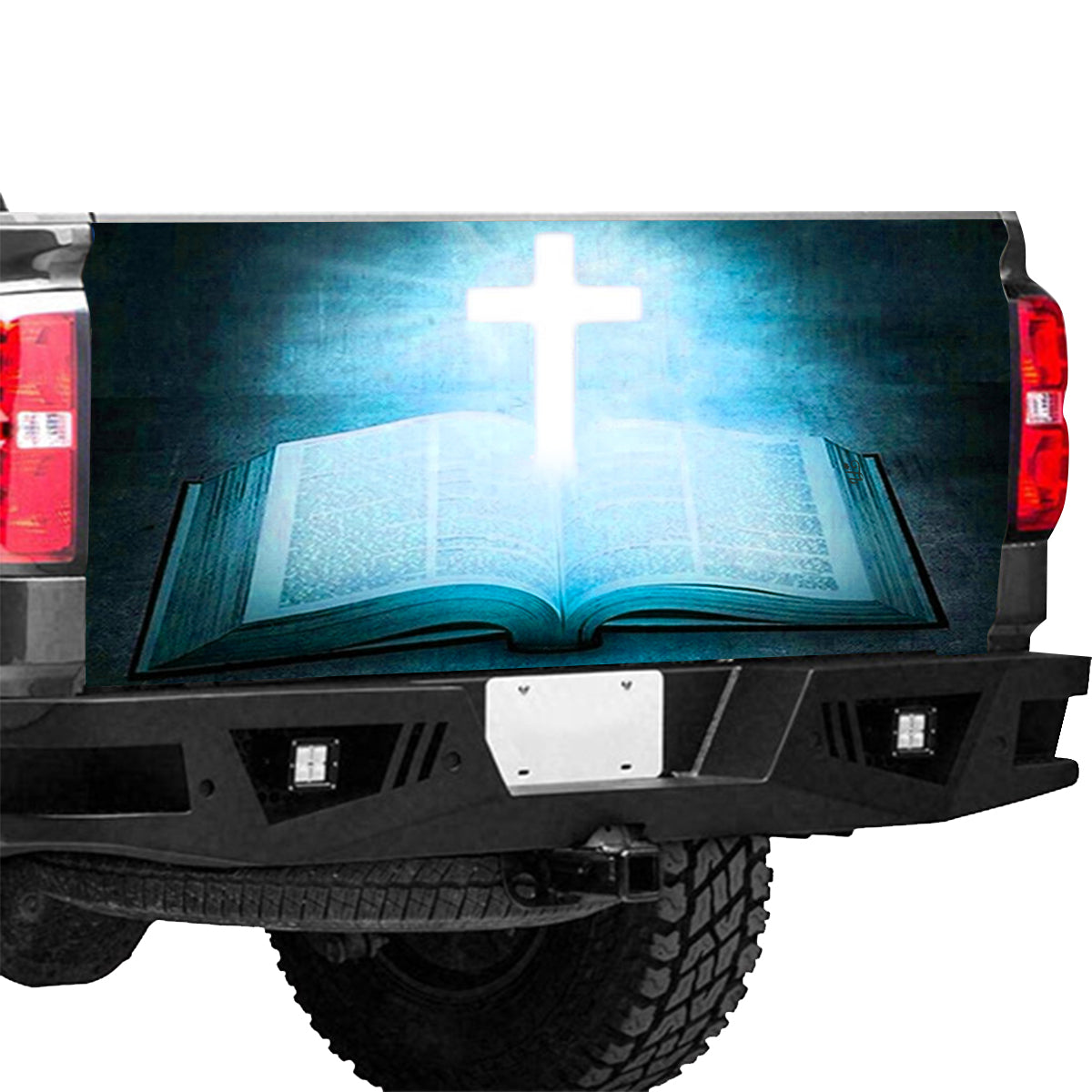 Petthouse | Cross And Bible Truck Tailgate Decal Sticker Wrap America Jesus Christ Wrap Christian Car Decor