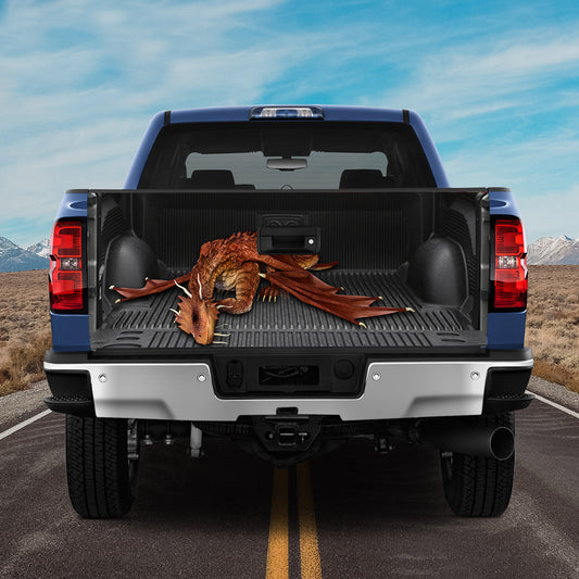 Petthouse | Dragon Sleeping Inside Truck Tailgate Wrap Decal Cute Sleepy Dragon Tailgate Sticker