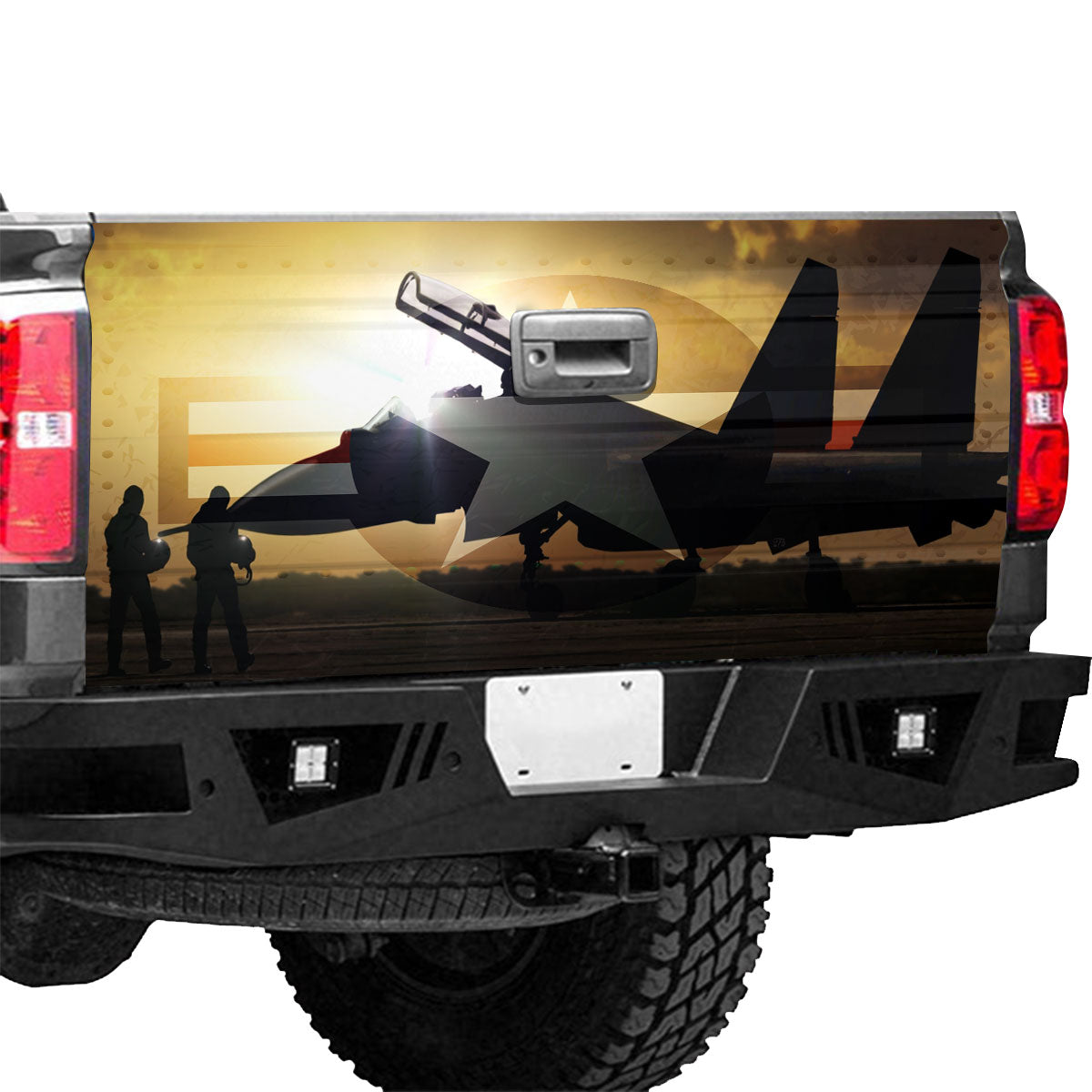 Petthouse | American Soldier Aircraf Tailgate Wrap Vinyl Graphic Decal  American Patriot Sticker Tailgate