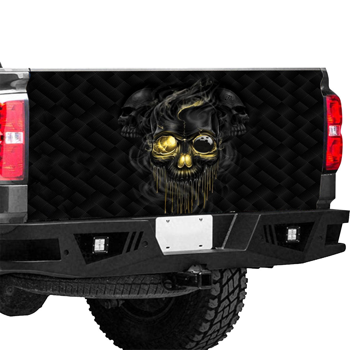 Petthouse | Black Skull Pattern Tailgate Wrap Black Skull Tailgate Wrap Horror Style Cover Car Decor