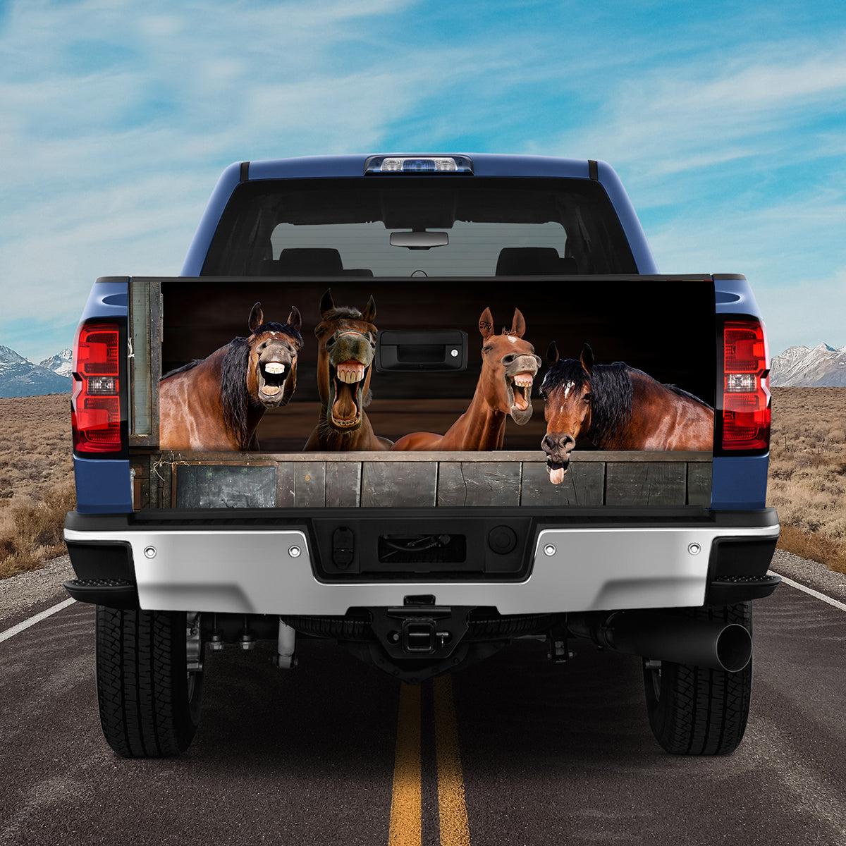 Petthouse | Funny Horse Tailgate Wrap Decal Horse Smile Show Your Teeth Truck Tailgate Sticker