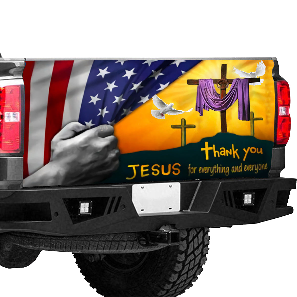 Petthouse | Thank You Lord Tailgate Wrap Jesus God Tailgate Wrap Christ Cross Tailgate Wrap Car Decoration