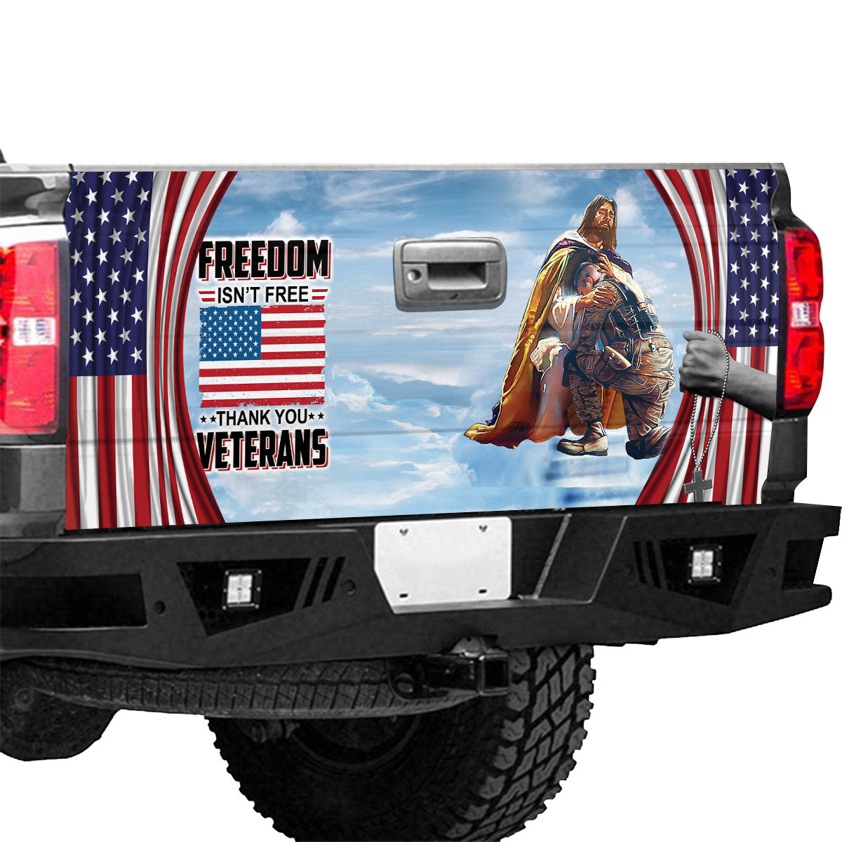 Petthouse | Veteran Truck Tailgate Decal Wrap Freedom Isn’t Free Tailgate Sticker Patriotic Car Decorations