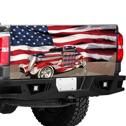 Petthouse | American Flag Car Truck Tailgate Wrap Decal Vintage Car Ancient Car Dad Gift