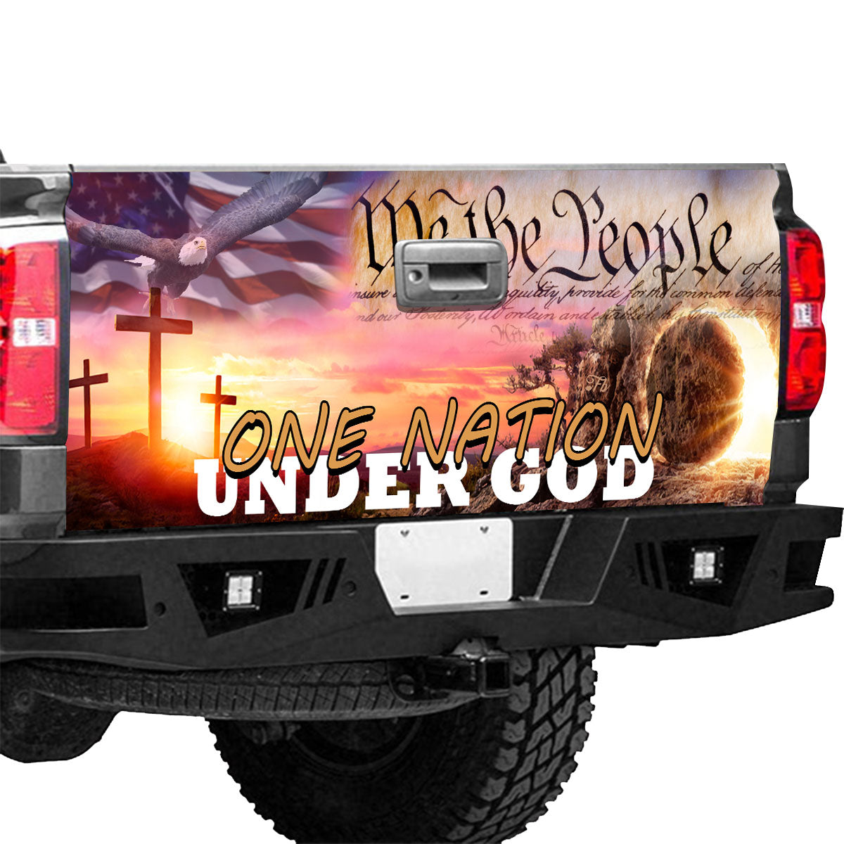 Petthouse | We The People Tailgate Wrap Decal One Nation Under God Eagle American Christian