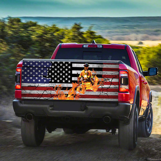 Petthouse | Firefighter Tailgate Wrap, Firefighter Crack Wood Tailgate Wrap, Crack Hole Tailgate Wrap