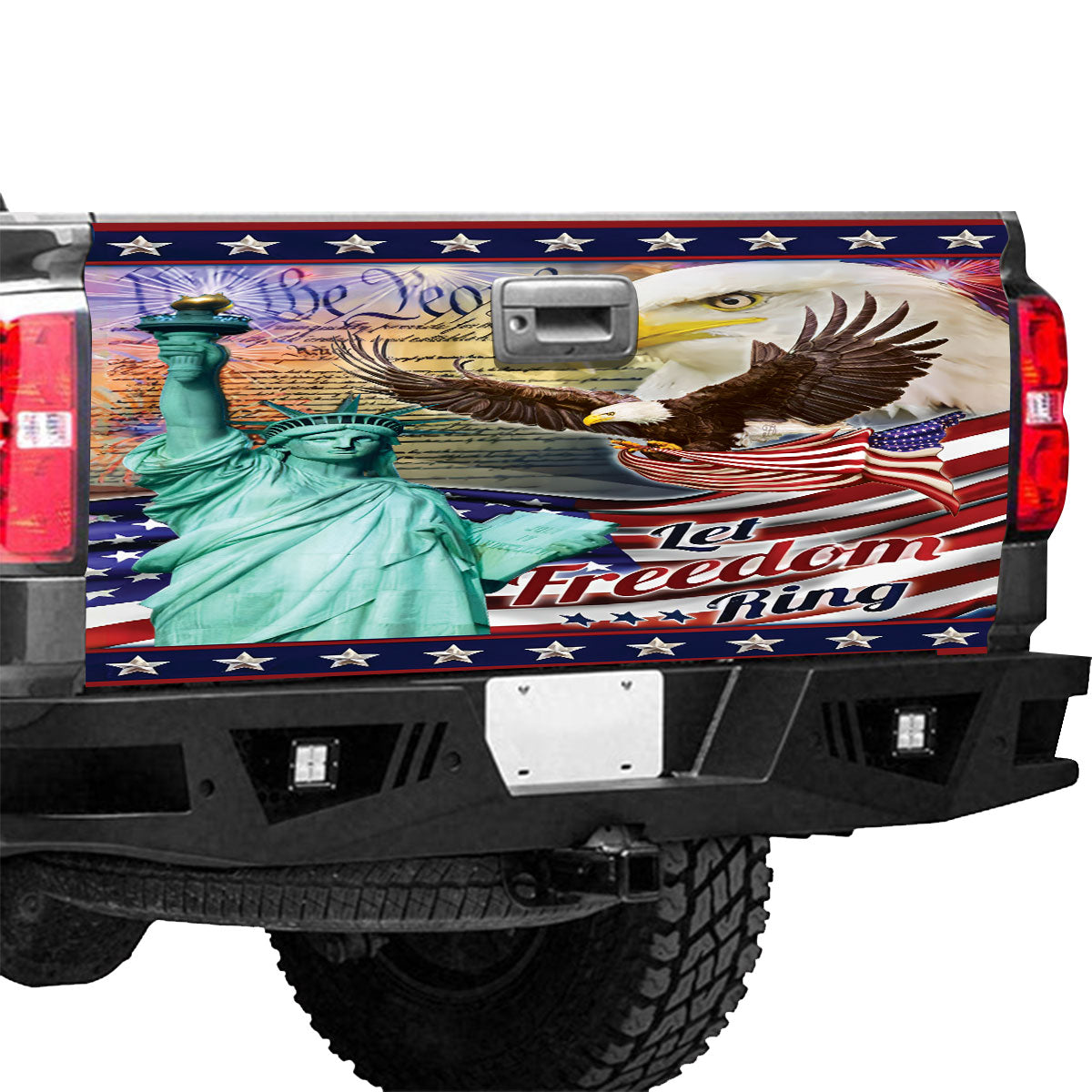 Petthouse | American Eagle Statue Of Liberty Let Freedom Ring Tailgate Wrap Decal Us Pride Tailgate Sticker