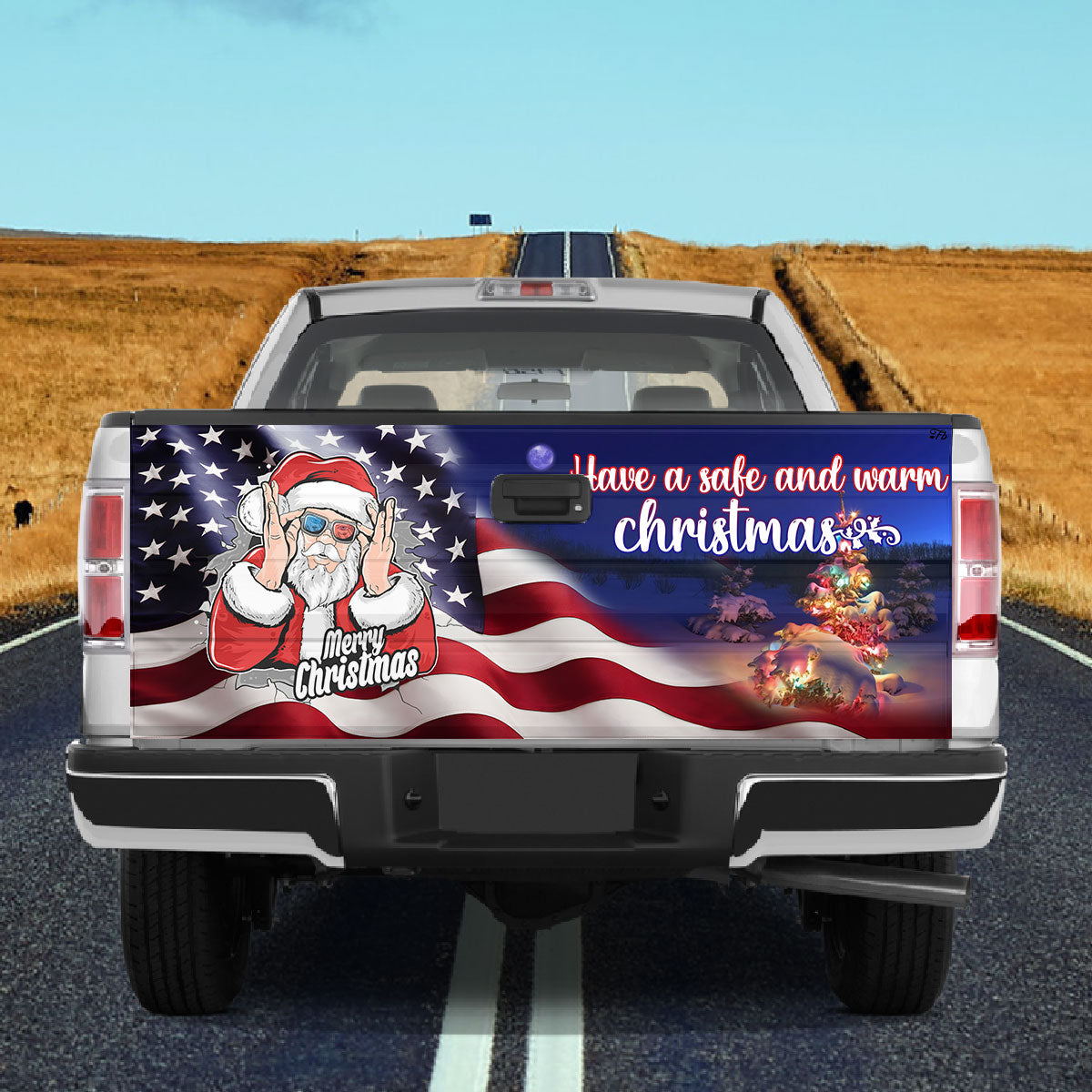 Petthouse | Hippie Santa Claus Tailgate Wrap, Have A Safe And Warm Christmas, Xmas Car Decor