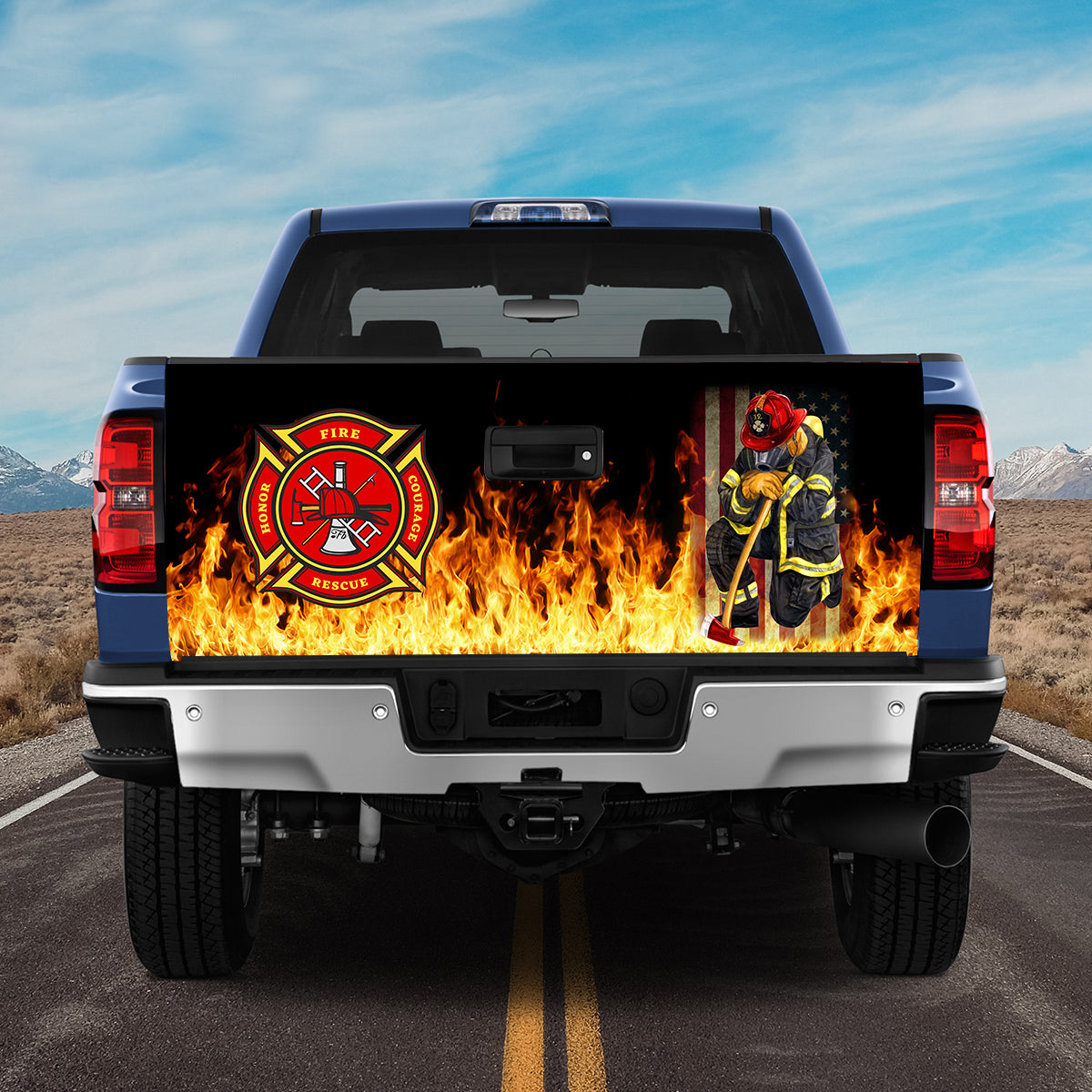 Petthouse | Firefighter Tailgate Wrap, Firefighter Logo Tailgate Wrap, Usa Firefighter Tailgate Wrap