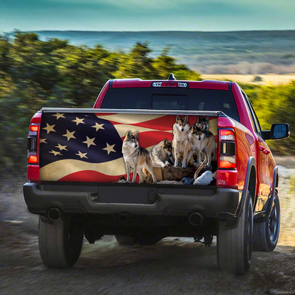 Petthouse | Wolf Family American Printed Tailgate Wrap, Wolf Wildlife Animal Lovers Gift