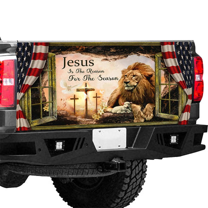 Petthouse | Jesus Is The Reason For The Season Tailgate Wrap American Christ Tailgate Cover Christian Gift