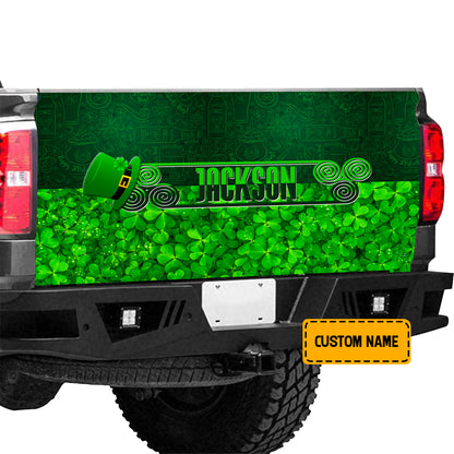 Petthouse | Clover Tailgate Wrap Custom Name Tailgate Wrap Irish Tailgate Cover Happy St Patrick's Day