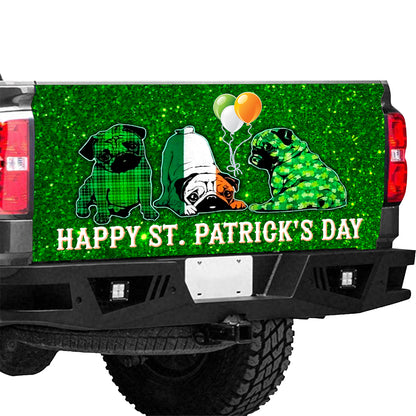 Petthouse | Pug Dog Happy St Patrick's Day Truck Tailgate Wrap St Patrick Day Dog