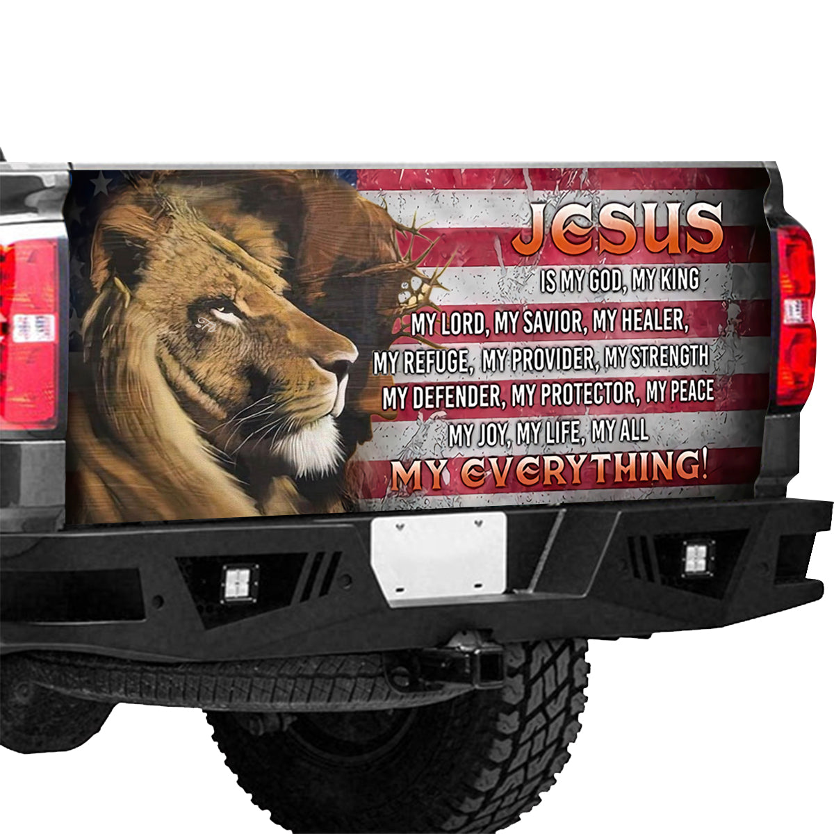 Petthouse | Jesus Is My Savior Truck Tailgate Wrap Jesus Lion Tailgate Wrap American Christian Car Decoration