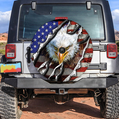 Petthouse | Bald Eagle American Flag Tear Runge Spare Tire Cover Car Decor American Patriot