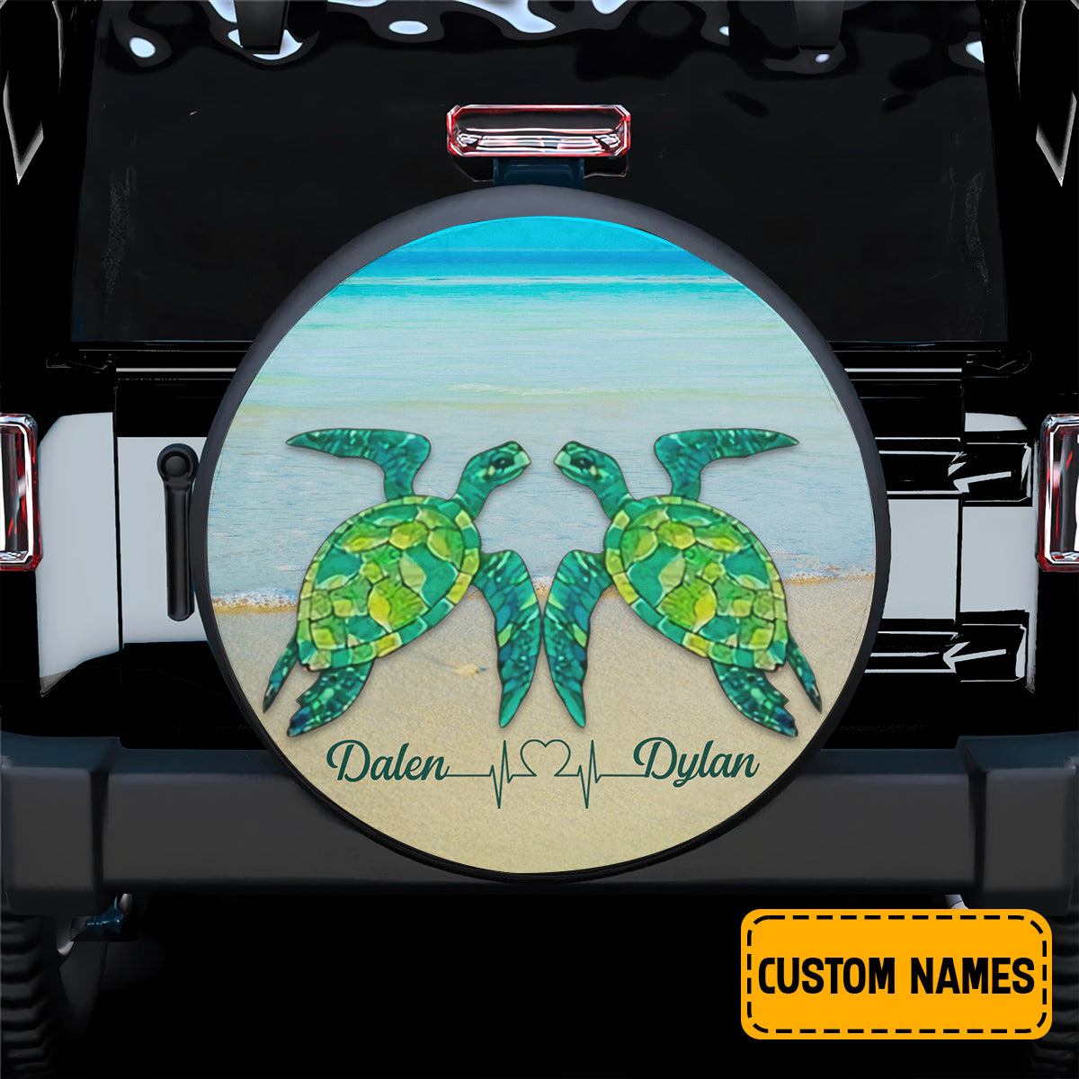 Petthouse | Personalized Turtle Couple Heart Beat Wheel Cover Valentine Car Decor