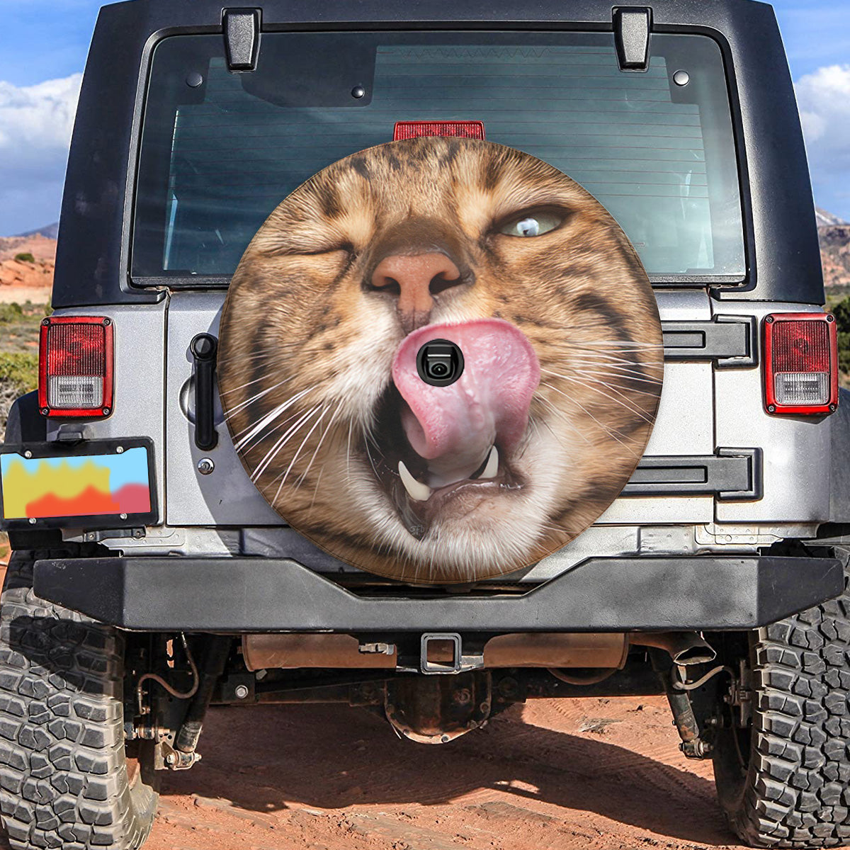 Petthouse | Bengal Cat Licking Lips Spare Tire Covers Wheel Cover Car Accessories Cat Lover Gifts Idea