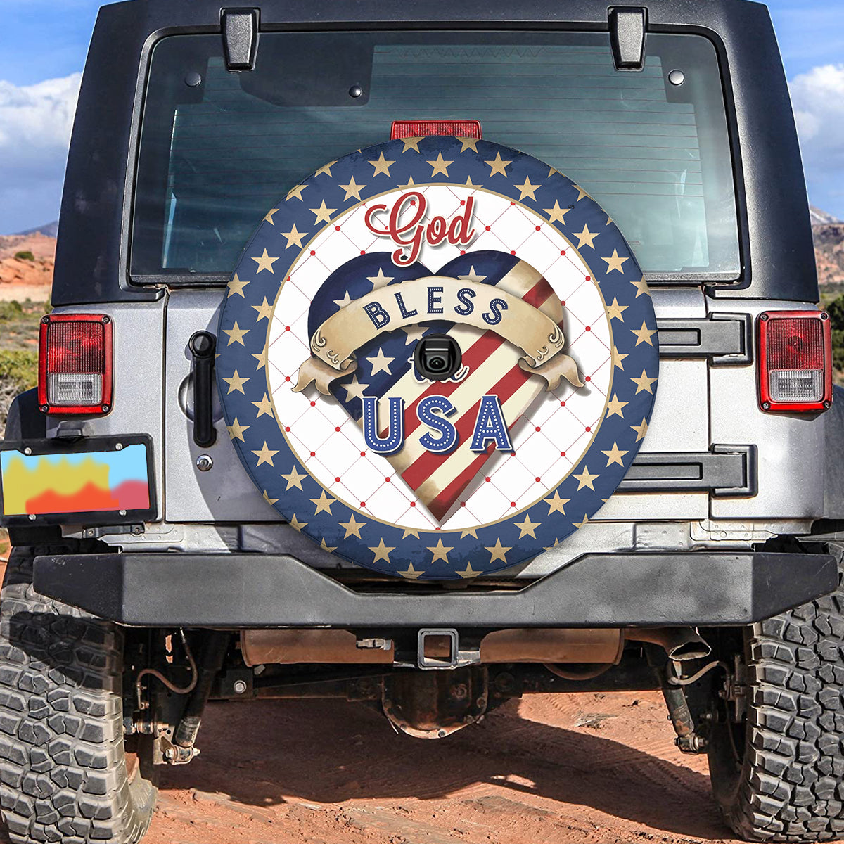 Petthouse | Independence Day Spare Tire Cover, God Bless The Usa Spare Wheel Cover, America In Heart Tire Cover