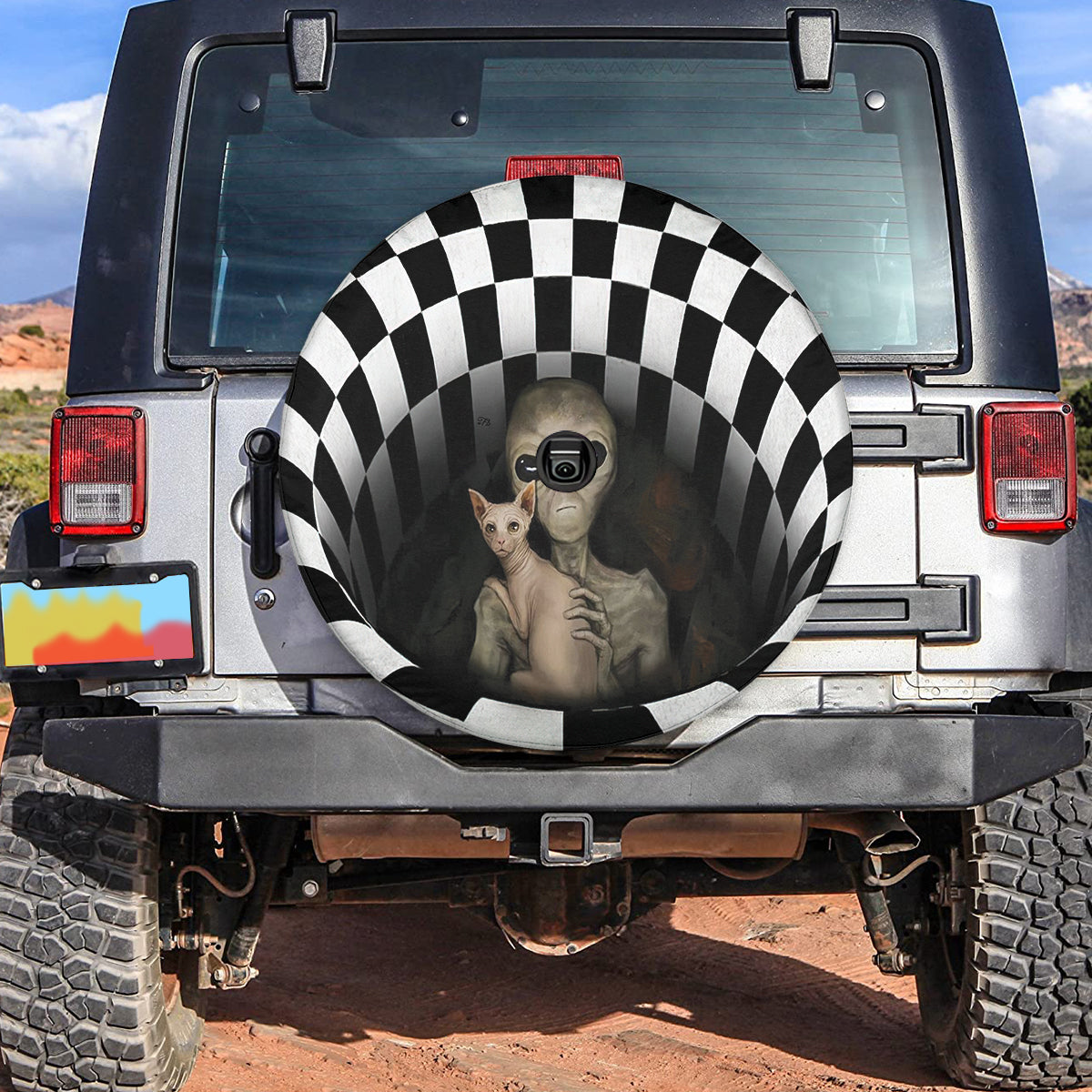 Petthouse | Alien And Car Spare Tire Cover Alien Tire Cover Central Alien Tire Wrap Car Decoration