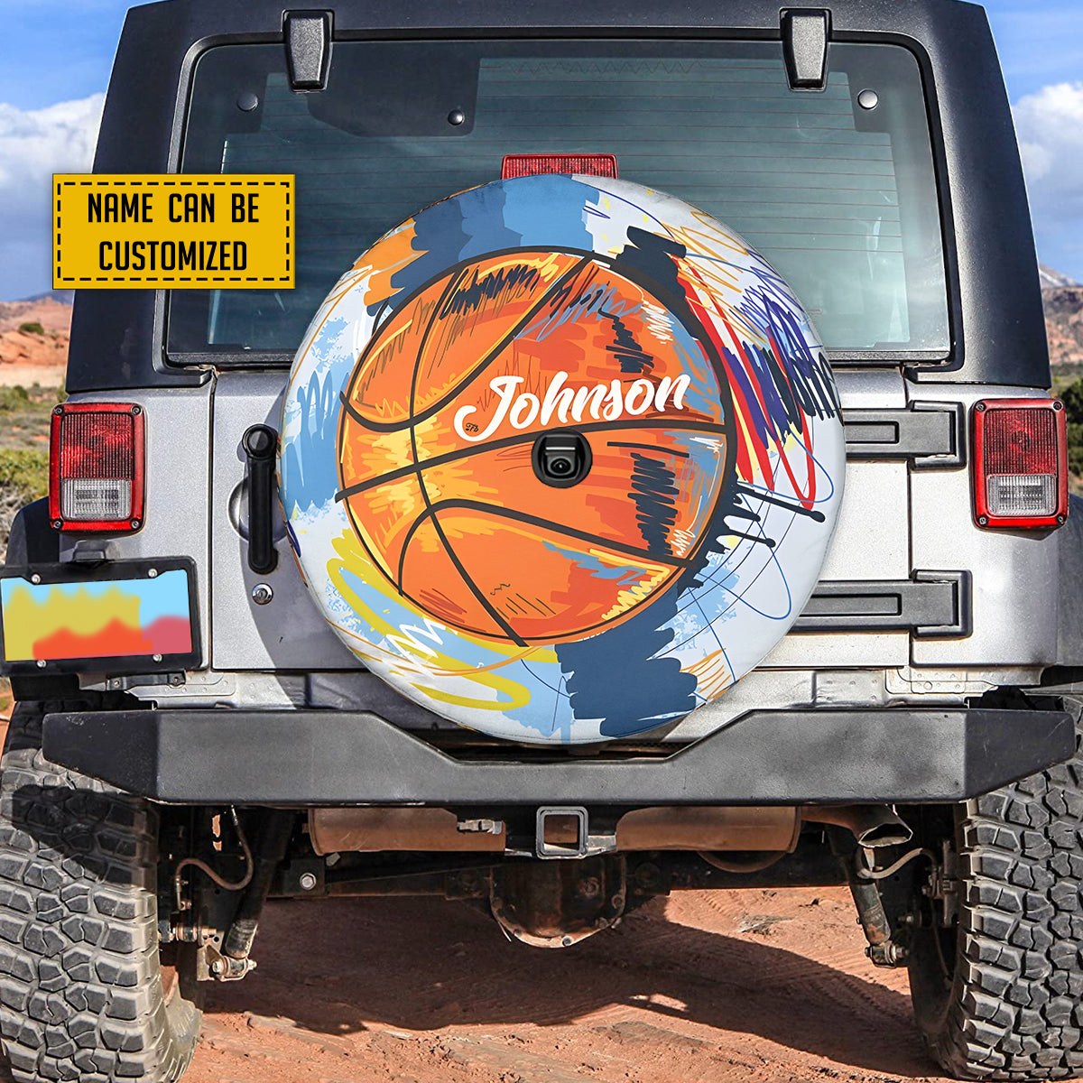 Petthouse | Custom Spare Tire Cover Basketball Colorful Tire Cover Spare Wheel Cover Truck Trailer Accessory