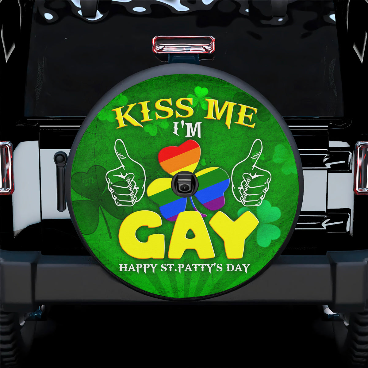 Petthouse | Kiss Me I'm Gay Happy St Patty's Day Spare Wheel Cover Lgbtq Support Decor Car