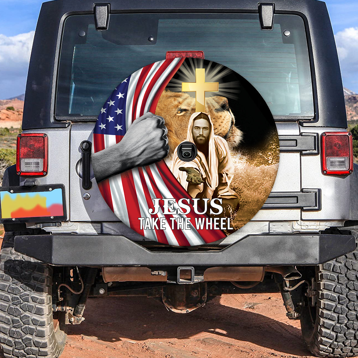 Petthouse | Jesus Take The Wheel Jesus Christ Lion Of Judah Spare Tire Cover Car Accessories American Flag