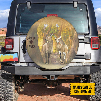 Petthouse | Customized Gift Couple Deer Wheel Cover Valentine Gift Hunting Wheel Cover Happy Valentine's Day