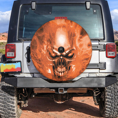 Petthouse | Horror Skull Fire Spare Tire Cover Halloween's Day Decor Truck Decoration