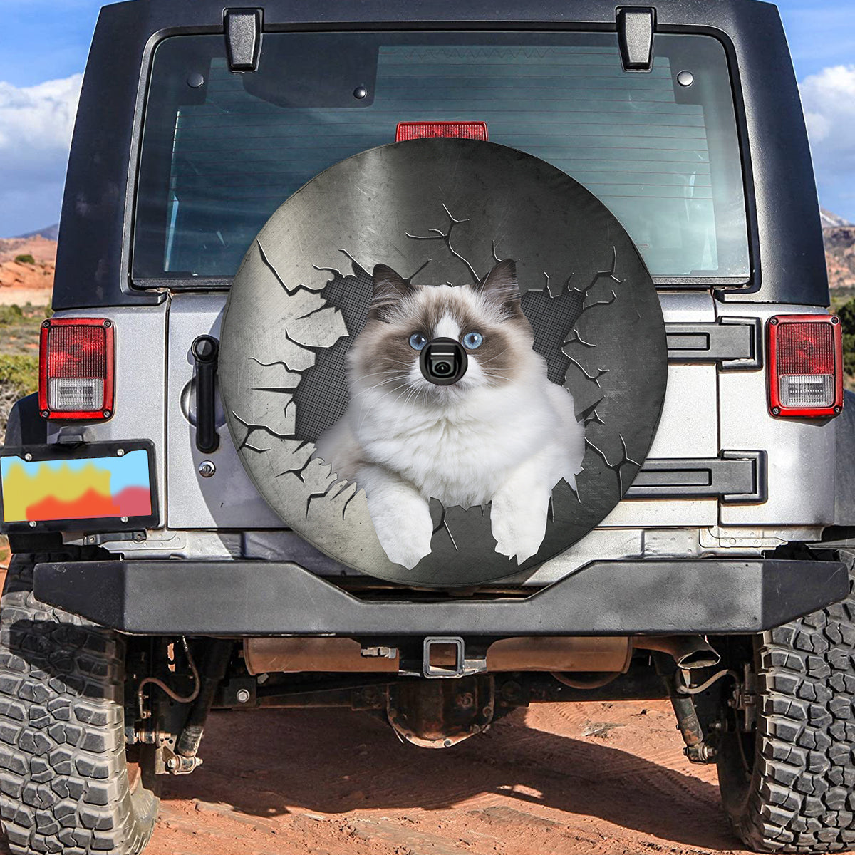 Petthouse | Ragdoll Cat Cute Wheel Tire Covers Cat Through Metal Cracked Hole Tire Protector New Car Gifts