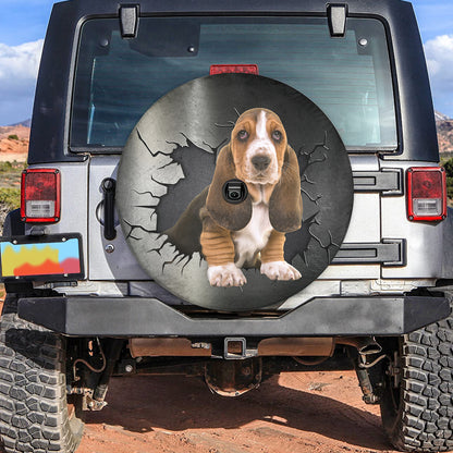 Petthouse | Basset Hound Puppy Spare Wheel Cover Dog Crack Hole Printed Tire Protector Fun Car Decor