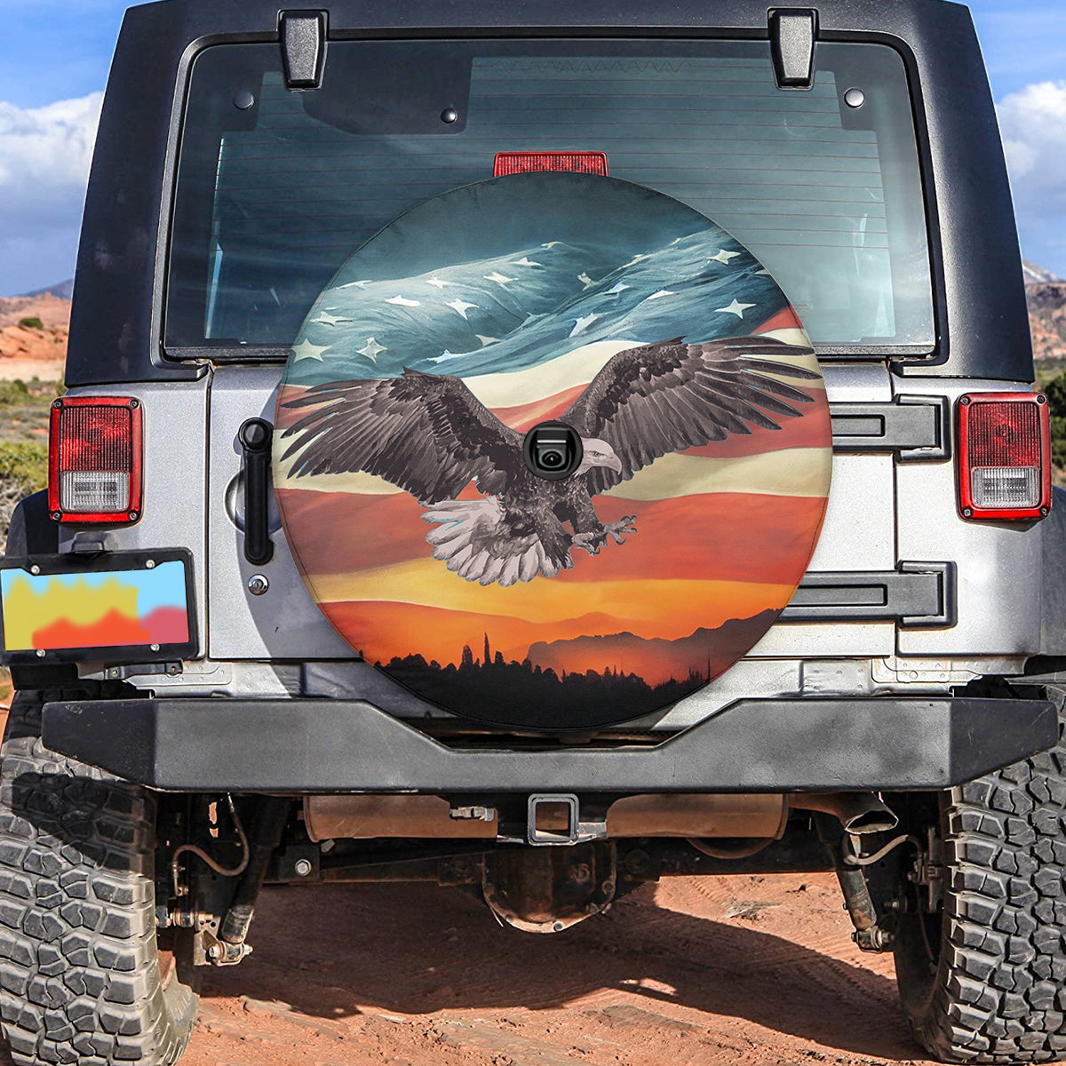 Petthouse | Eagle American Flag Spare Tire Cover Independence Day 4th Of July American Family Gifts Car Decor