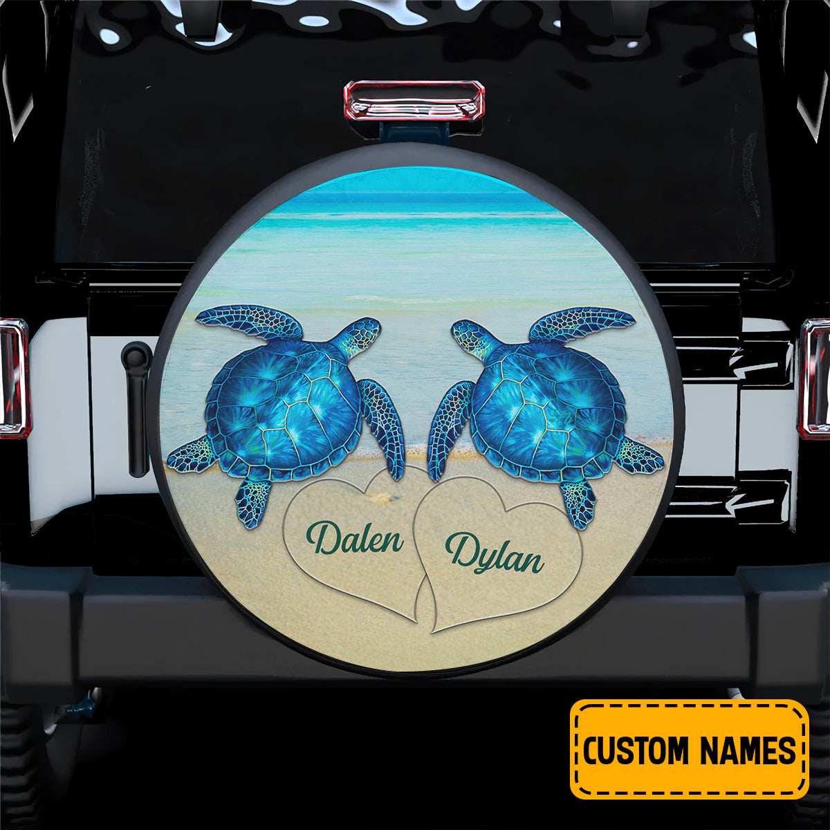 Petthouse | Customized Tire Cover Couple Blue Turtle Tire Cover Couple Turtle Loving Wrap Sea Lover Gift