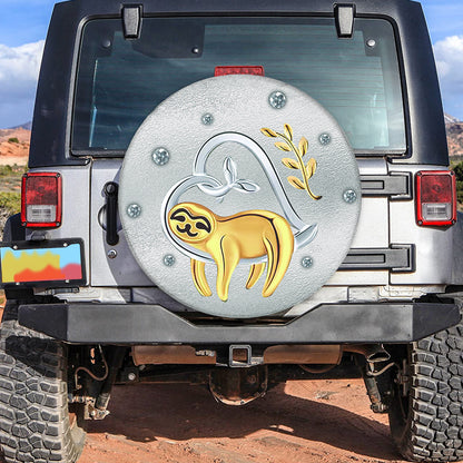 Petthouse | Sloth Silver Spare Tire Cover Sloth Tire Cover Sloth Lover Gift Camping Wheel Cover