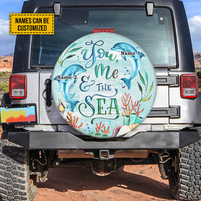 Petthouse | Customized Dolphin Couple Spare Tire Cover You Me And The Sea Wheel Cover Valentine Gift