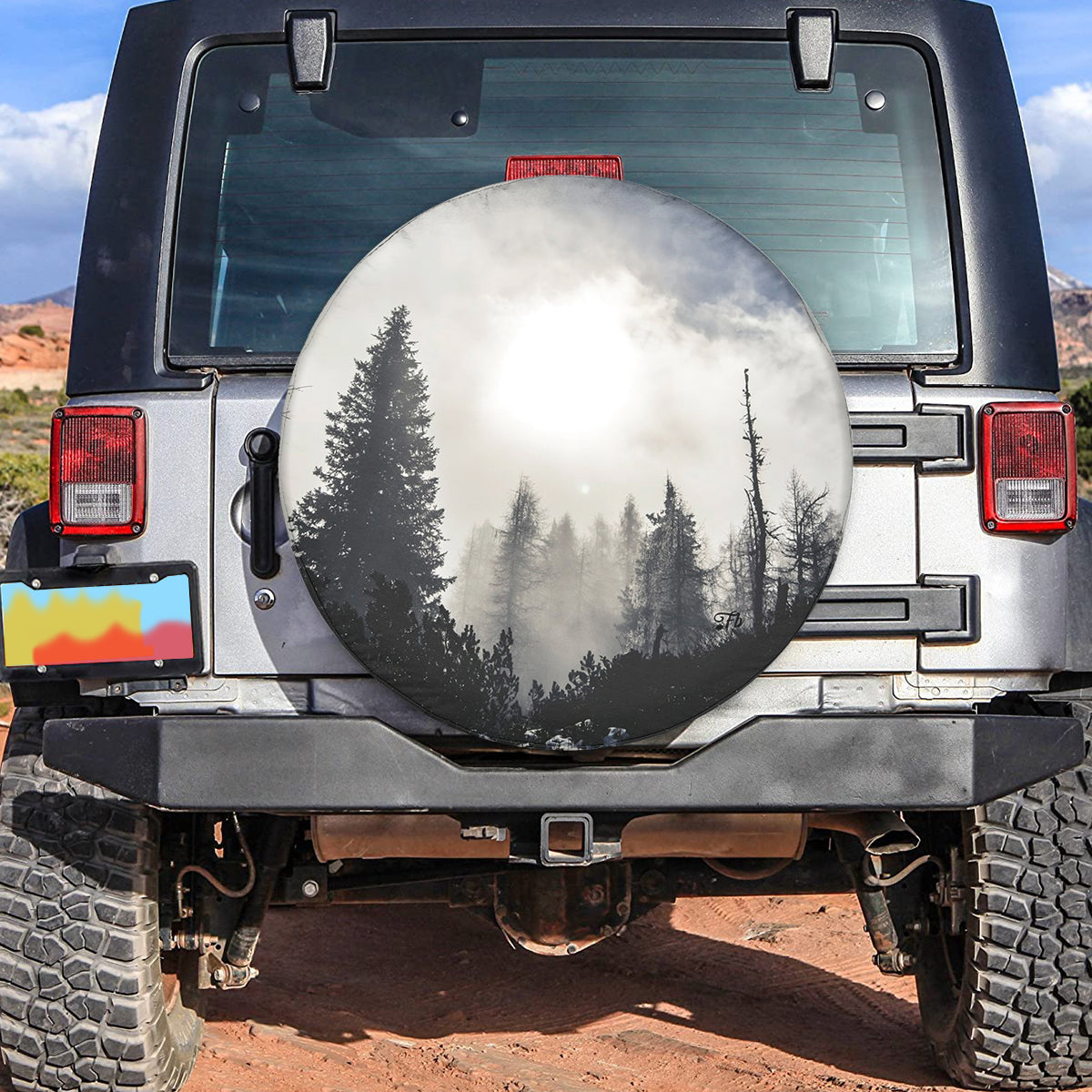 Petthouse | Forest Landscape Spare Tire Cover Forest Fog Spare Wheel Cover Camping Gift