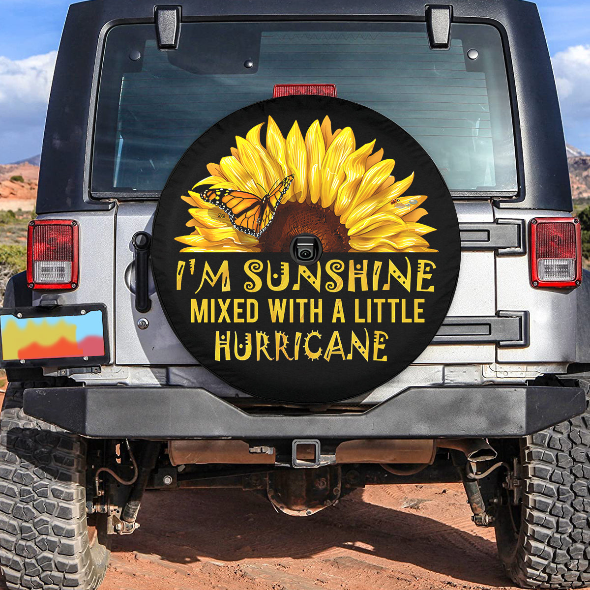 Petthouse | Sunflower Butterfly Spare Tire Cover I'm Sunshine Mixed With A Little Hurricane Wheel Cover Gift