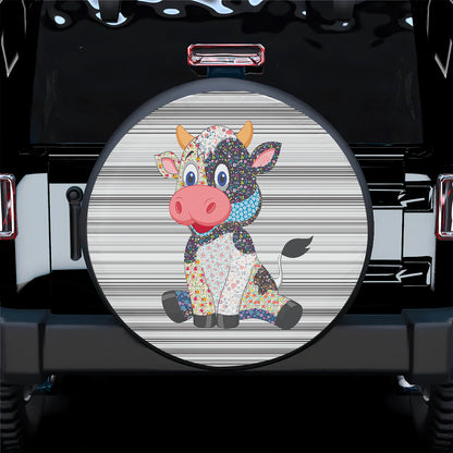 Petthouse | Hippie Cow Farmer Flower Print Tire Cover Aboriginal Pattern Cute Animal Cute Christmas Gift