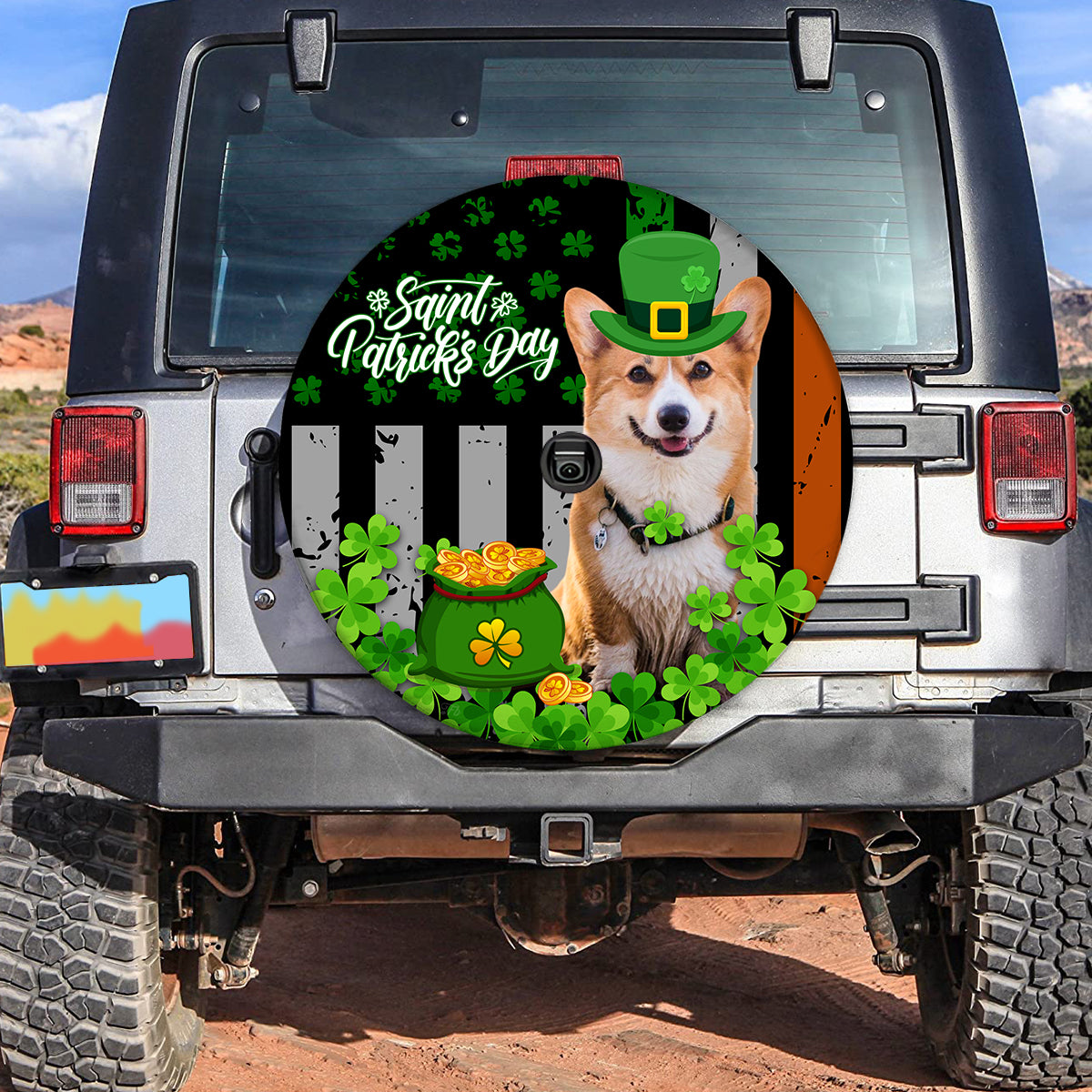 Petthouse | Welsh Corgi Dog Spare Tire Cover Dog Lover Irish Tire Wrap Gift For Happy St Patrick's Day