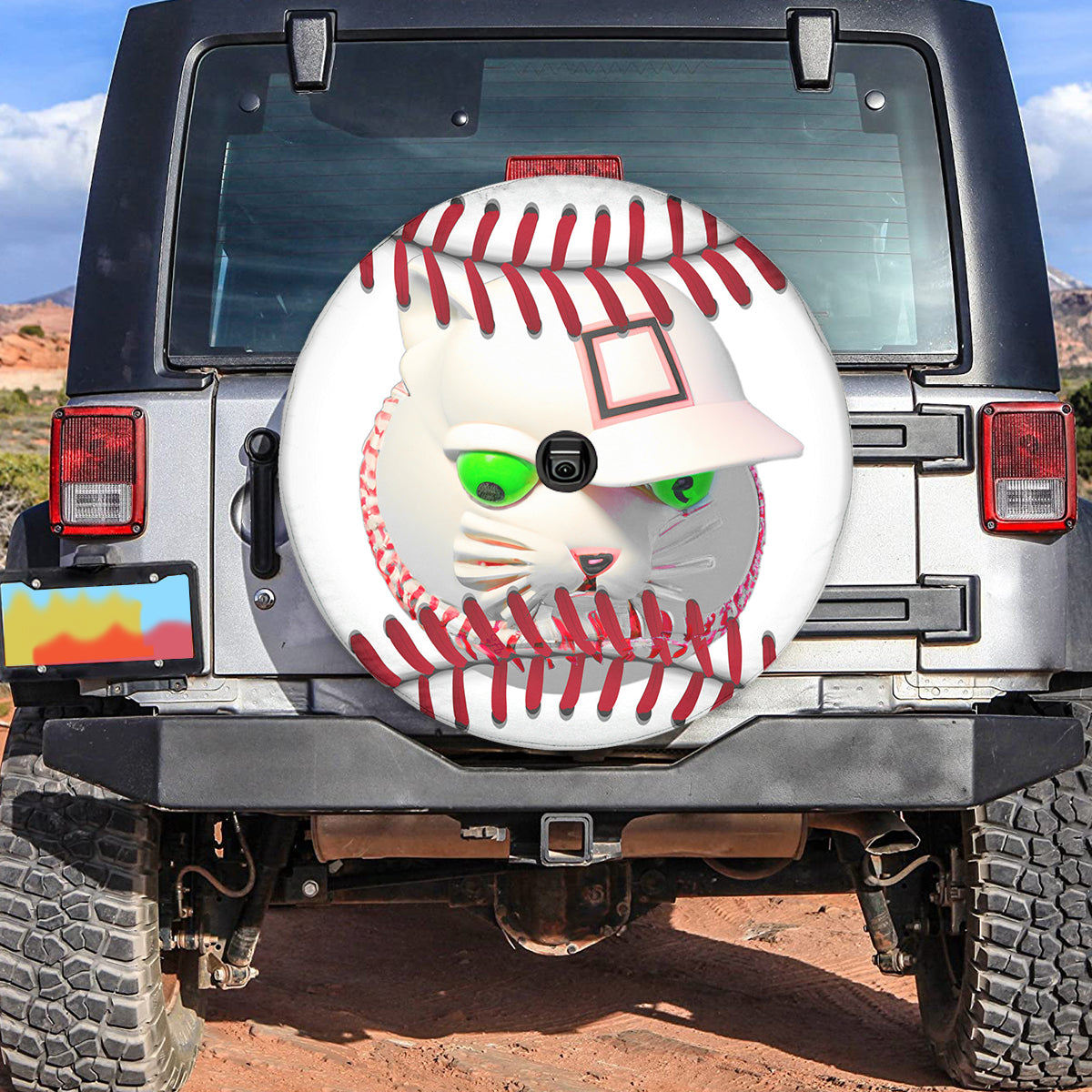 Petthouse | Baseball With Cat Face Funny Universal Spare Tire Cover Baseball Pattern Custom Tire Cover Gifts