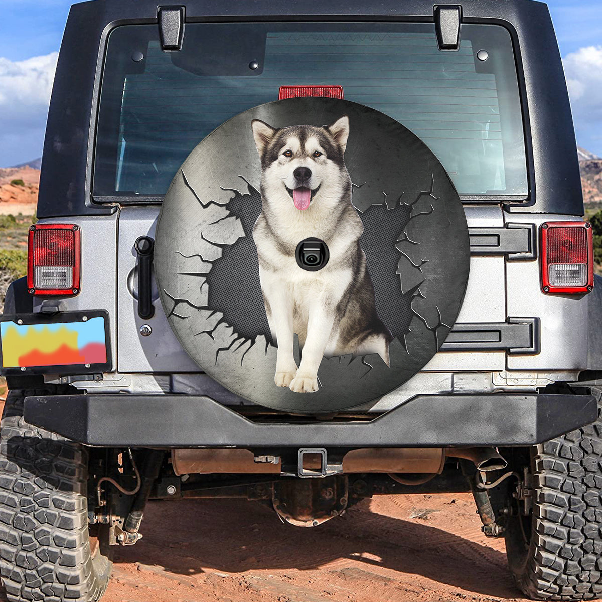 Petthouse | Spare Wheel Cover Alaskan Malamute Universal Fit Truck Spare Tire Husky Dad Humourous Car Decor