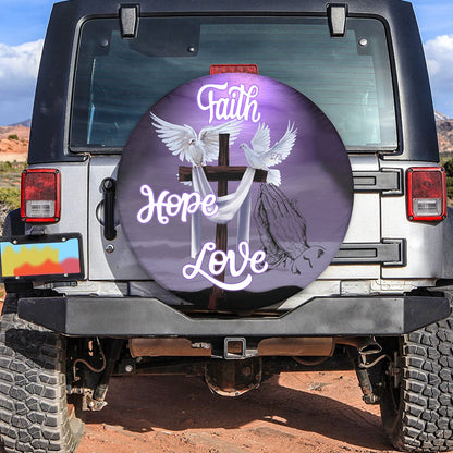 Petthouse | Faith Hope Love Spare Tire Cover Dove Cross Hand Prayer Christian Jesus Religion