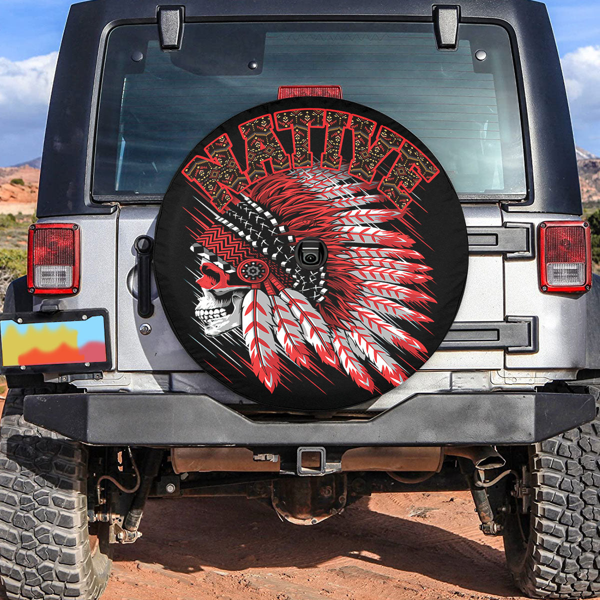 Petthouse | Native American Chief Skull Spare Tire Cover Native Style Truck Decoration Gift For Family