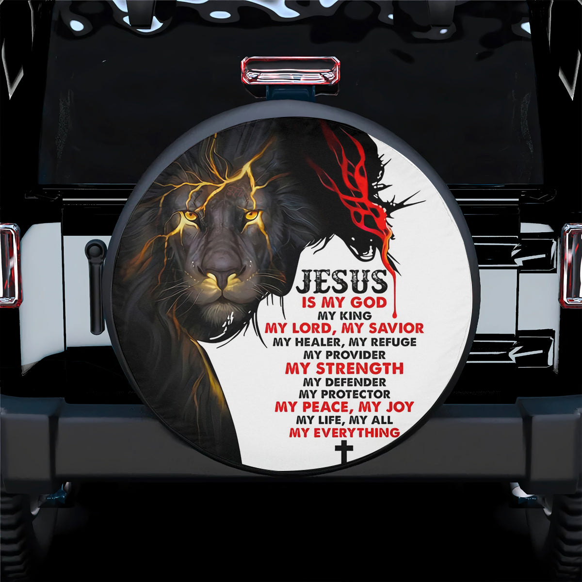 Petthouse | Jesus Lion Tire Cover Jesus My God Tire Cover Christ Warrior Tire Cover Christian Car Decor