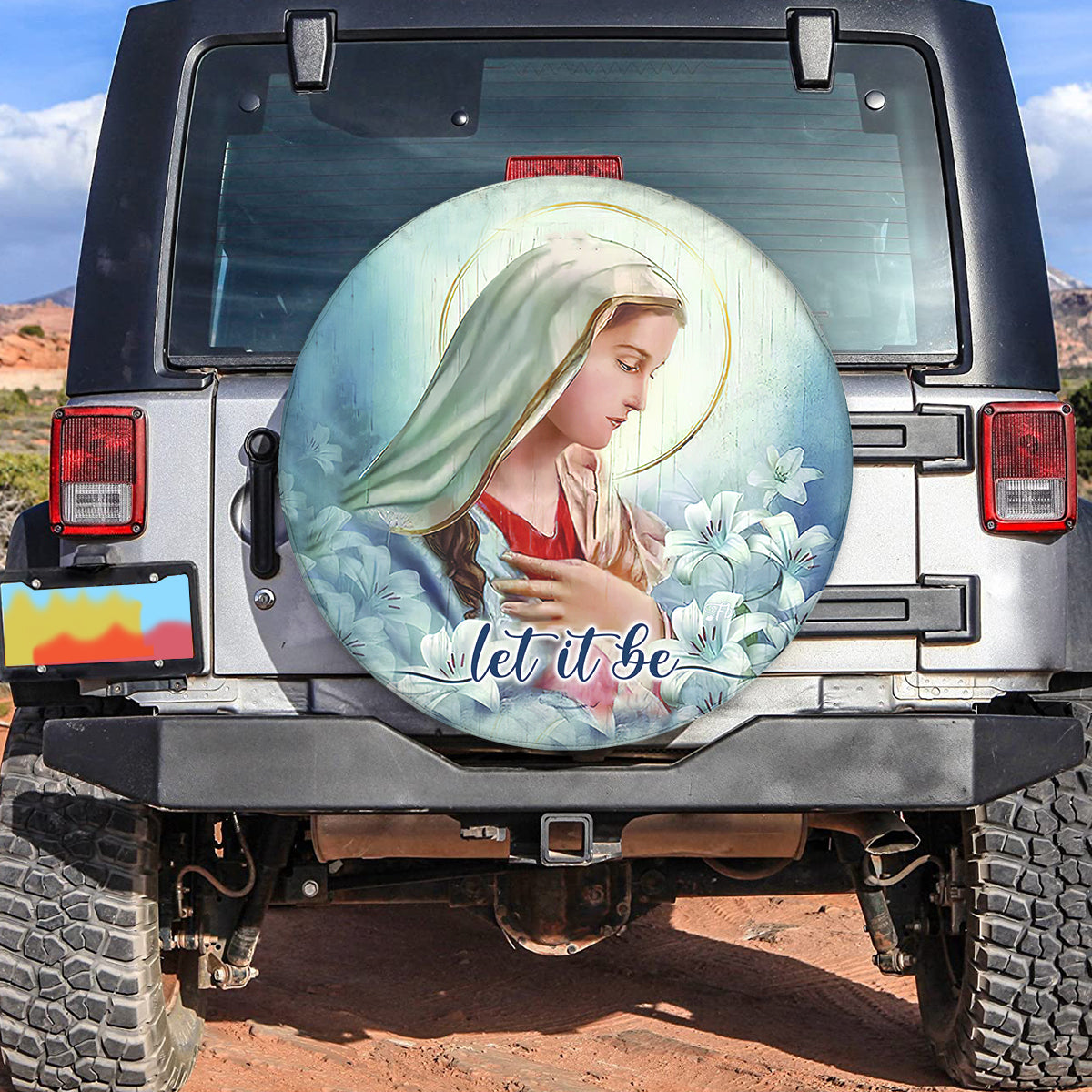 Petthouse | Let It Be Spare Tire Cover Mary Mother Wheel Cover Christian Religion Christian Tire Cover