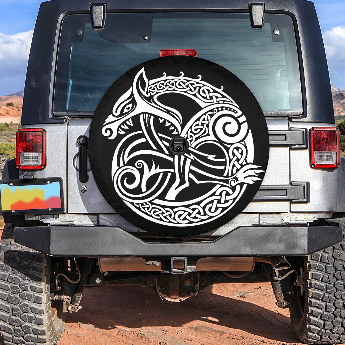 Petthouse | Viking Wolf Spare Tire Cover Scandinavian Viking Design Tire Cover Viking Wheel Cover Accessories